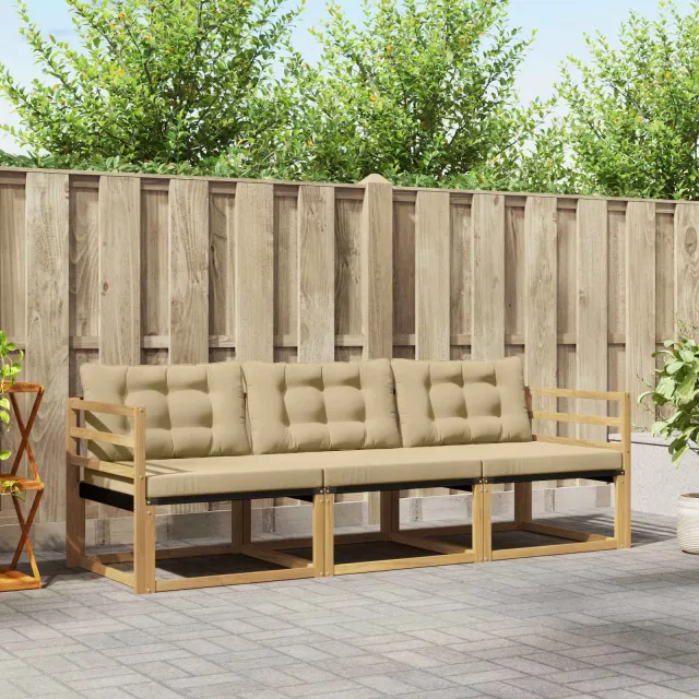 vidaXL Buiten bankenset 3 st Wit en Beige