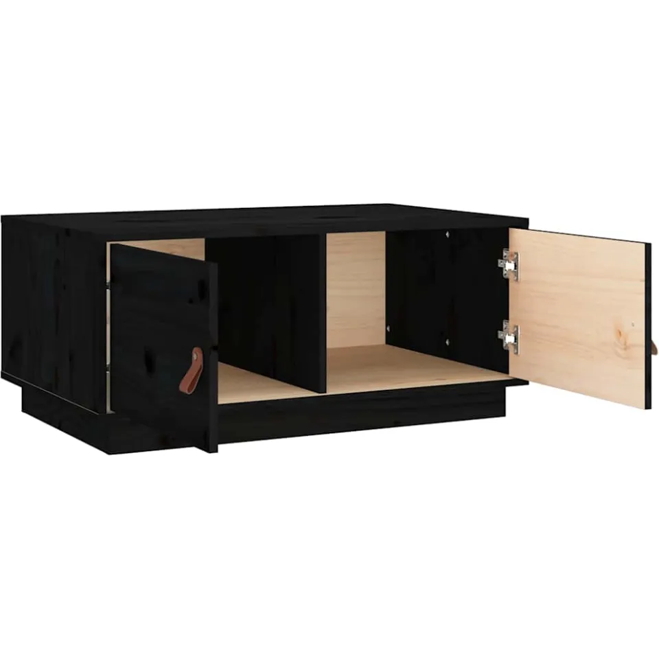 vidaXL Salontafel 80x50x35 cm massief grenenhout zwart, foto 4