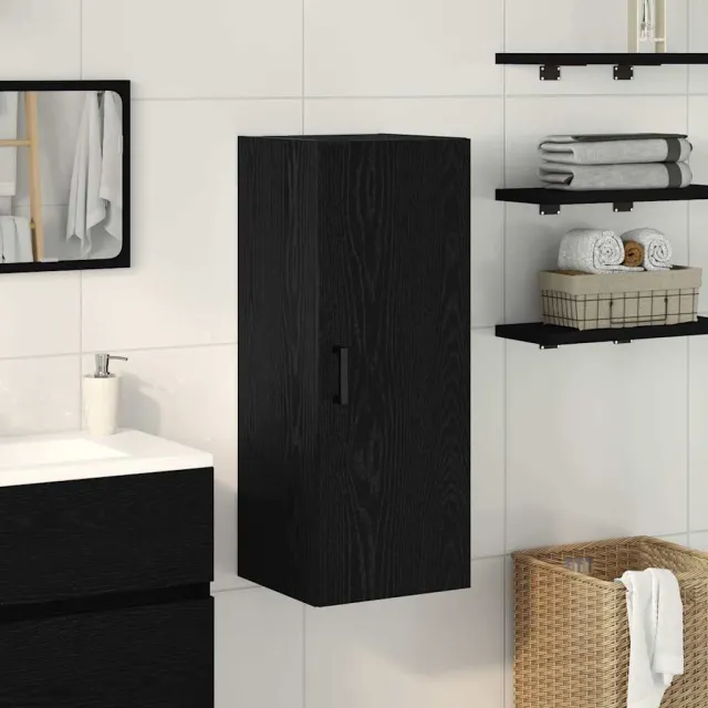 vidaXL Wandkast 34,5x34x90 cm bewerkt hout zwart eikenkleurig