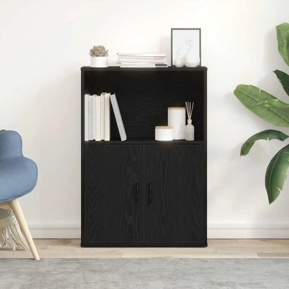 vidaXL Boekenkast 60x24x85 cm bewerkt hout zwart eikenkleurig, foto 2