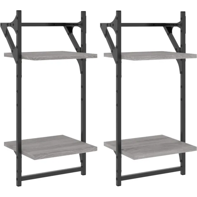 vidaXL Wandschappen - 2-laags - met - stangen - 2 - st - 30x25x65 - cm - grijs - sonoma grijs sonoma eiken