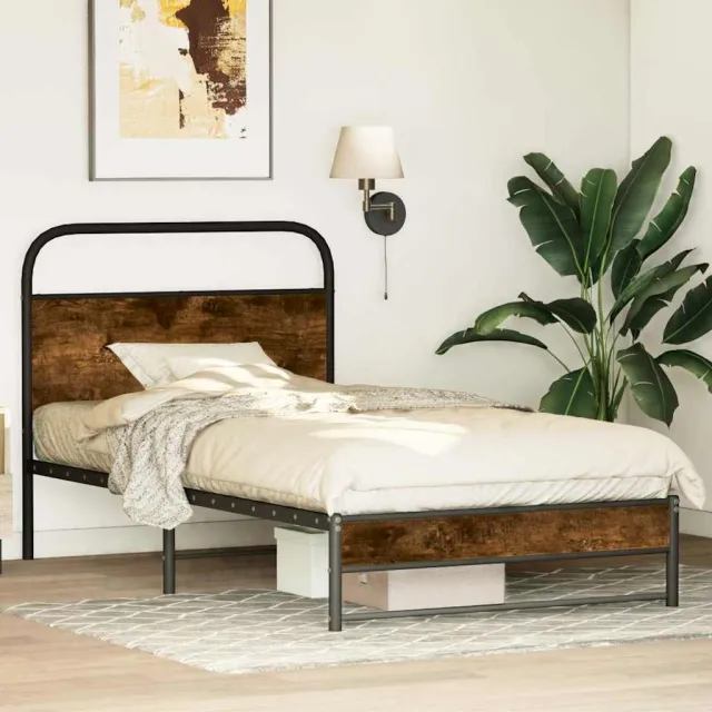 vidaXL Bedframe zonder matras bewerkt hout gerookt eiken 100x200 cm
