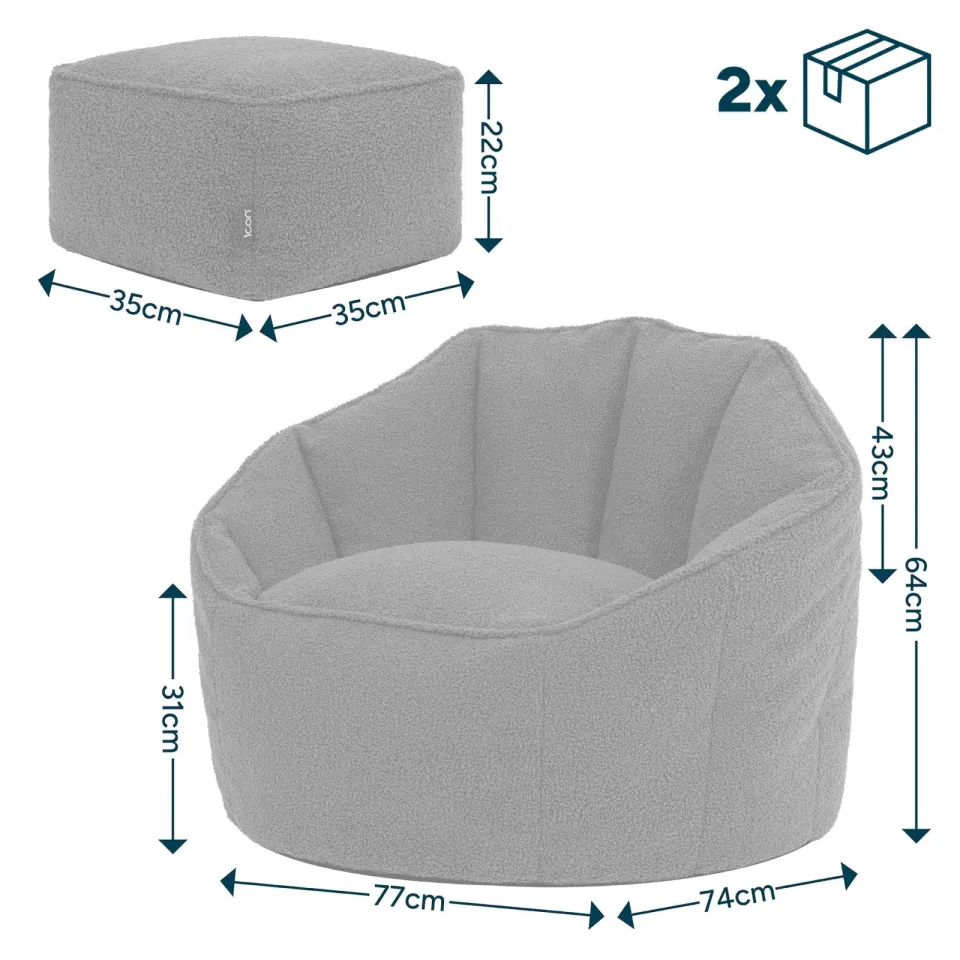 icon - Sirena Zitzak Fauteuil met Poef - Boucle - Olijfgroen, foto 2