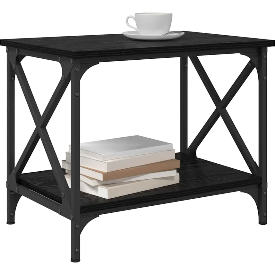 vidaXL Bijzettafel Zwart Eiken 55 x 38 x 45 cm Bewerkt hout