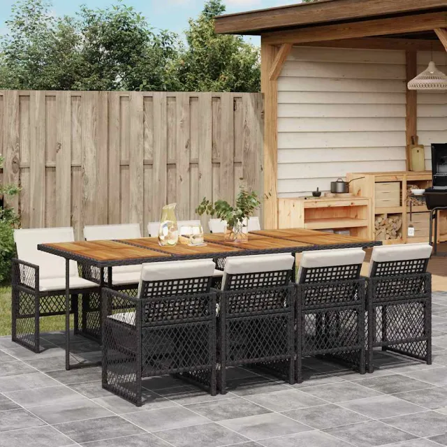 vidaXL 9-delige Tuinset poly rattan zwart, foto 2