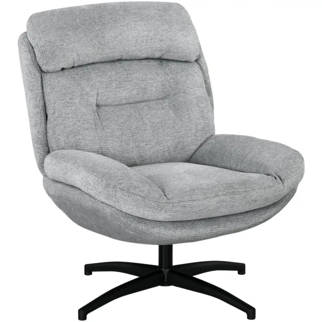 Merax Draaibare Fauteuil Grijs – Comfortabele Relaxstoel Met Chenille Stof, 360° Draaibare Loungestoel Met Armleuningen Voor Woonkamer
