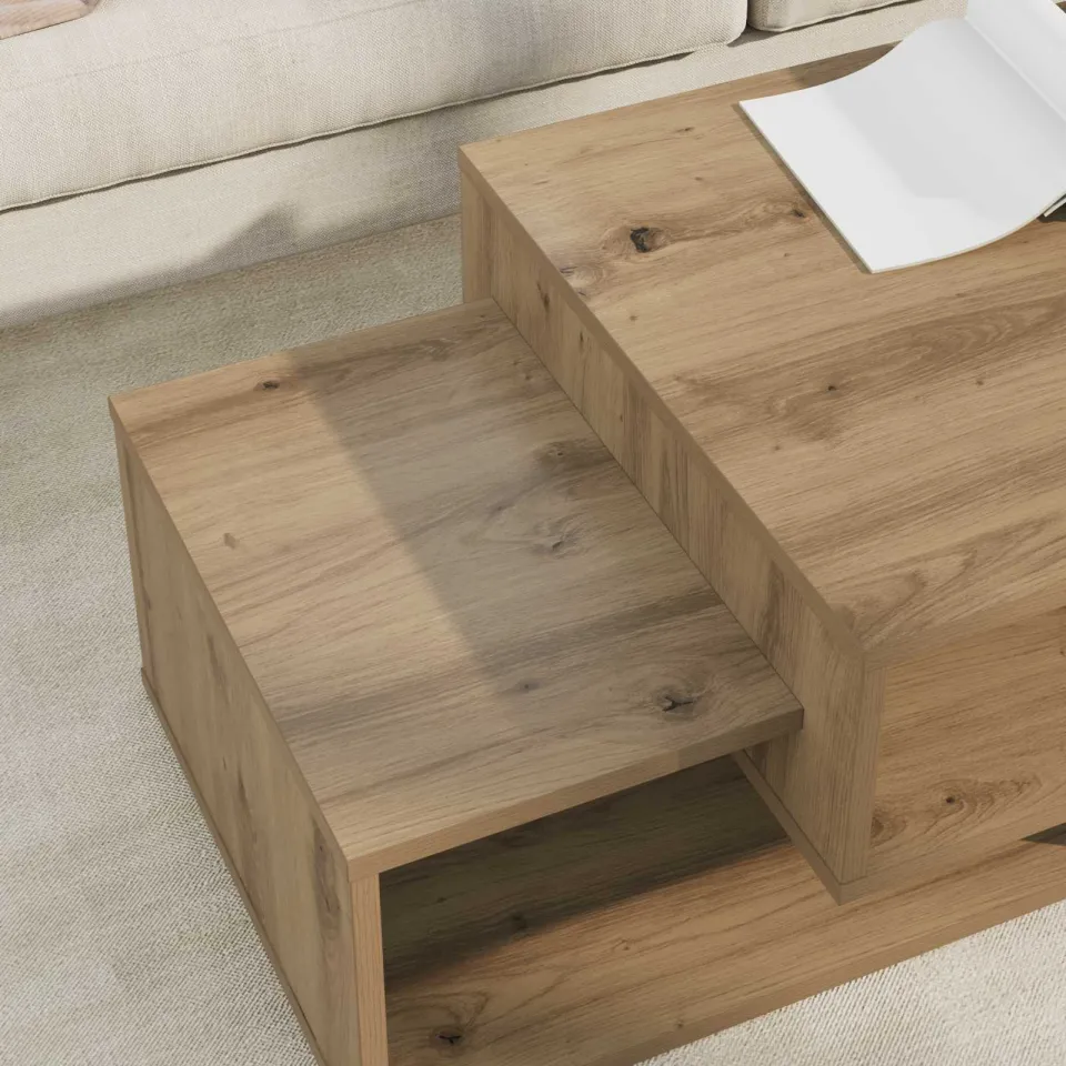 vidaXL Salontafel Artisan Eiken 105 x 50 x 32,5 cm Bewerkt hout, foto 4