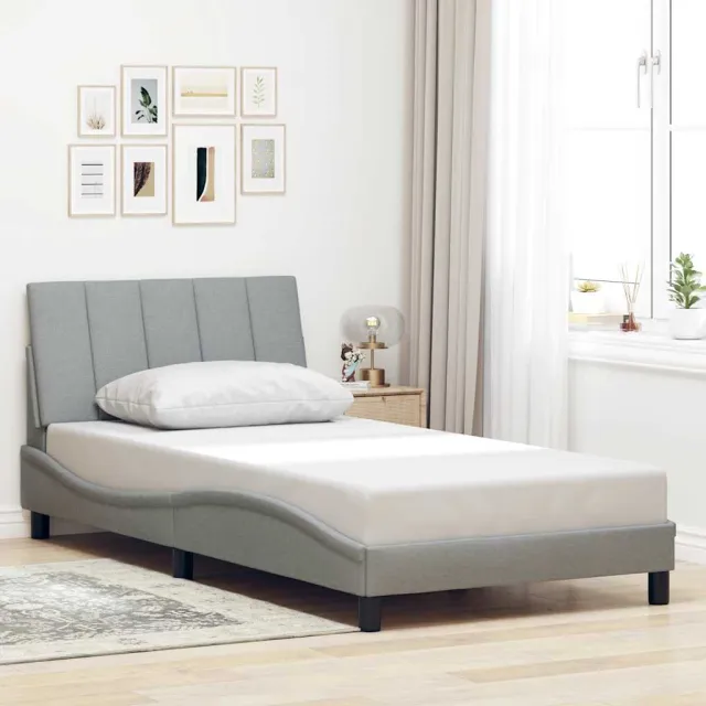 vidaXL Bedframe zonder matras "Hanko" 100x200 cm stof lichtgrijs