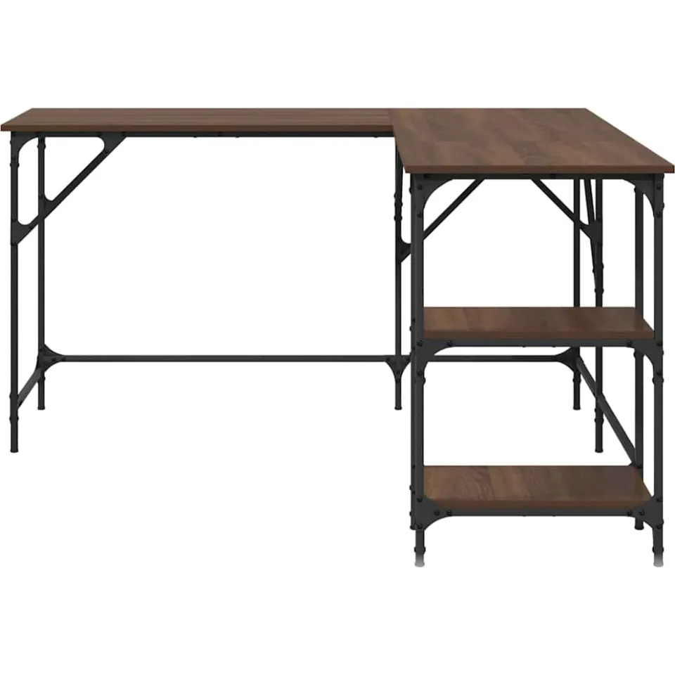 vidaXL Bureau 139x139x75 cm bewerkt hout bruin eikenkleur, foto 3