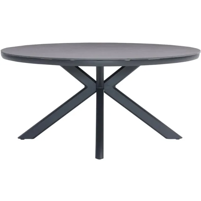 AVH-Collectie Cubanita dining tuintafel 158xH74 cm rond aluminium keramiek antraciet