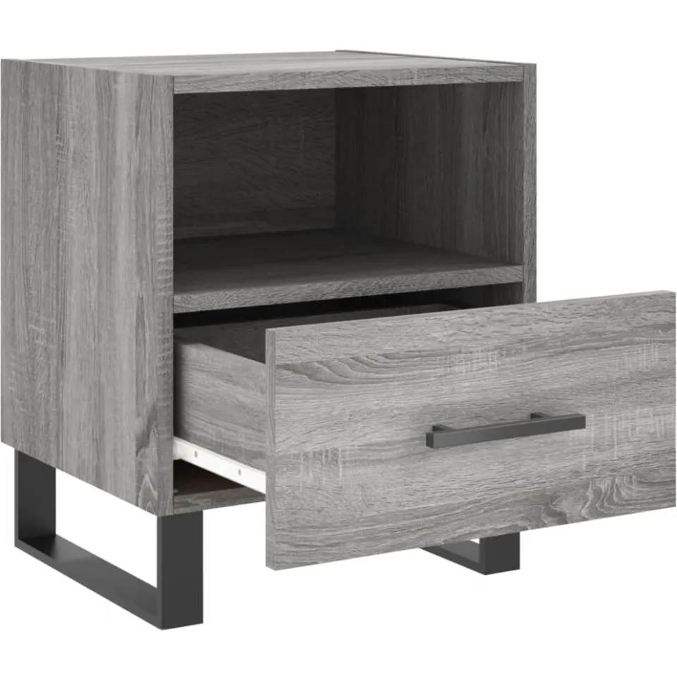 vidaXL Nachtkastje 40x35x47,5 cm bewerkt hout grijs sonoma eikenkleur