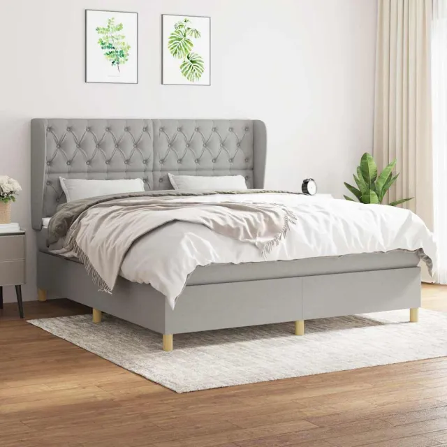 vidaXL Boxspring met matras stof lichtgrijs 160x200 cm grijs