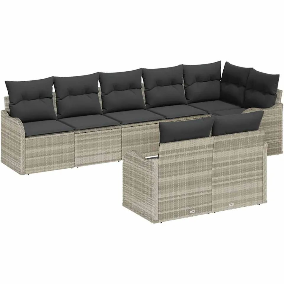 vidaXL Tuin Sofa Set Lichtgrijs poly rattan