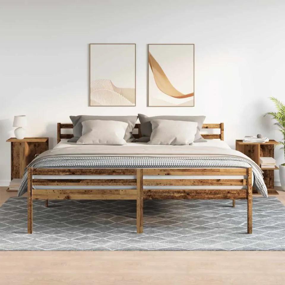 vidaXL Nachtkastjes 2 st 46,5x29x61 cm bewerkt hout oud houtkleurig bruin, foto 2
