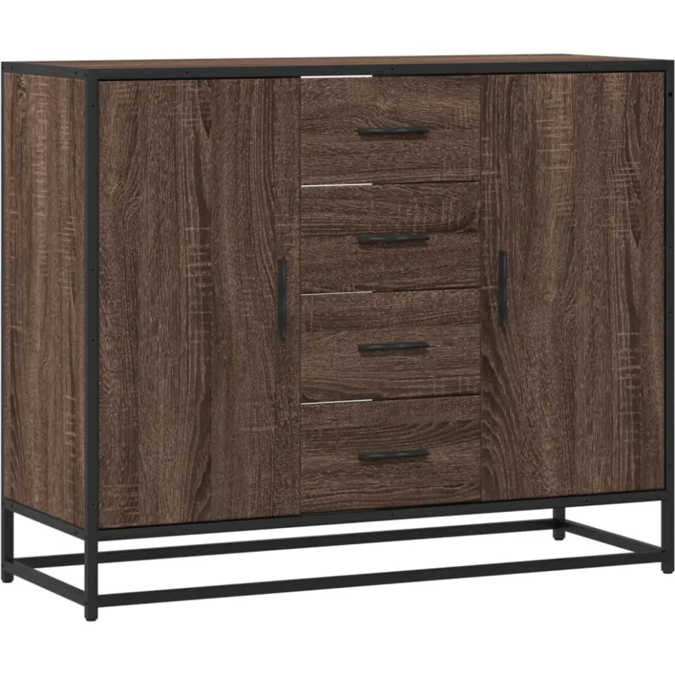 vidaXL Dressoir 92x35x76 cm bewerkt hout bruin eikenkleurig, foto 3