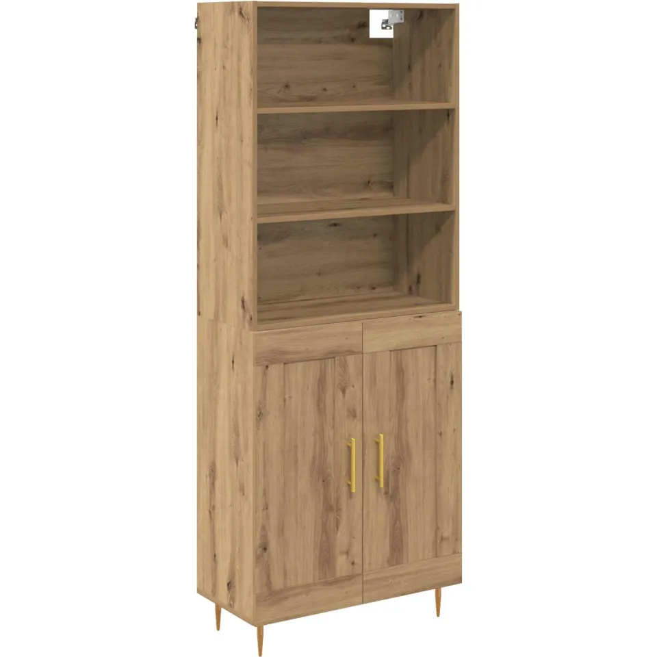 vidaXL Hoge kast Artisan Eiken 69,5 x 34 x 180 cm Bewerkt hout, foto 3