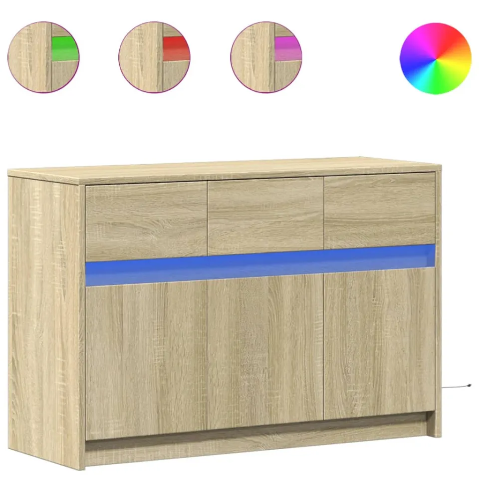 vidaXL Tv-meubel met LED 91x34x61 cm bewerkt hout sonoma eikenkleurig, foto 3