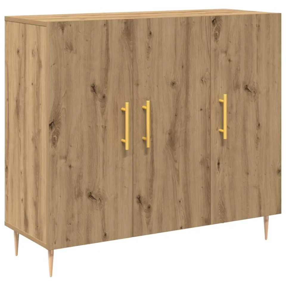 vidaXL Dressoir Artisan Eiken 90 x 34 x 80 cm Bewerkt hout, foto 3
