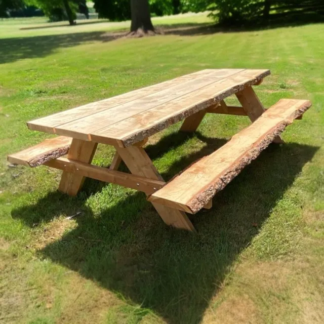 Rockwood® Picknicktafel Douglas Boomstamrand 5cm dik 2.40m Naturel