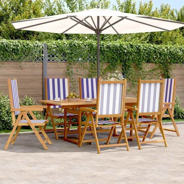 vidaXL 7-delige Tuinset massief hout en stof blauw en wit, foto 2