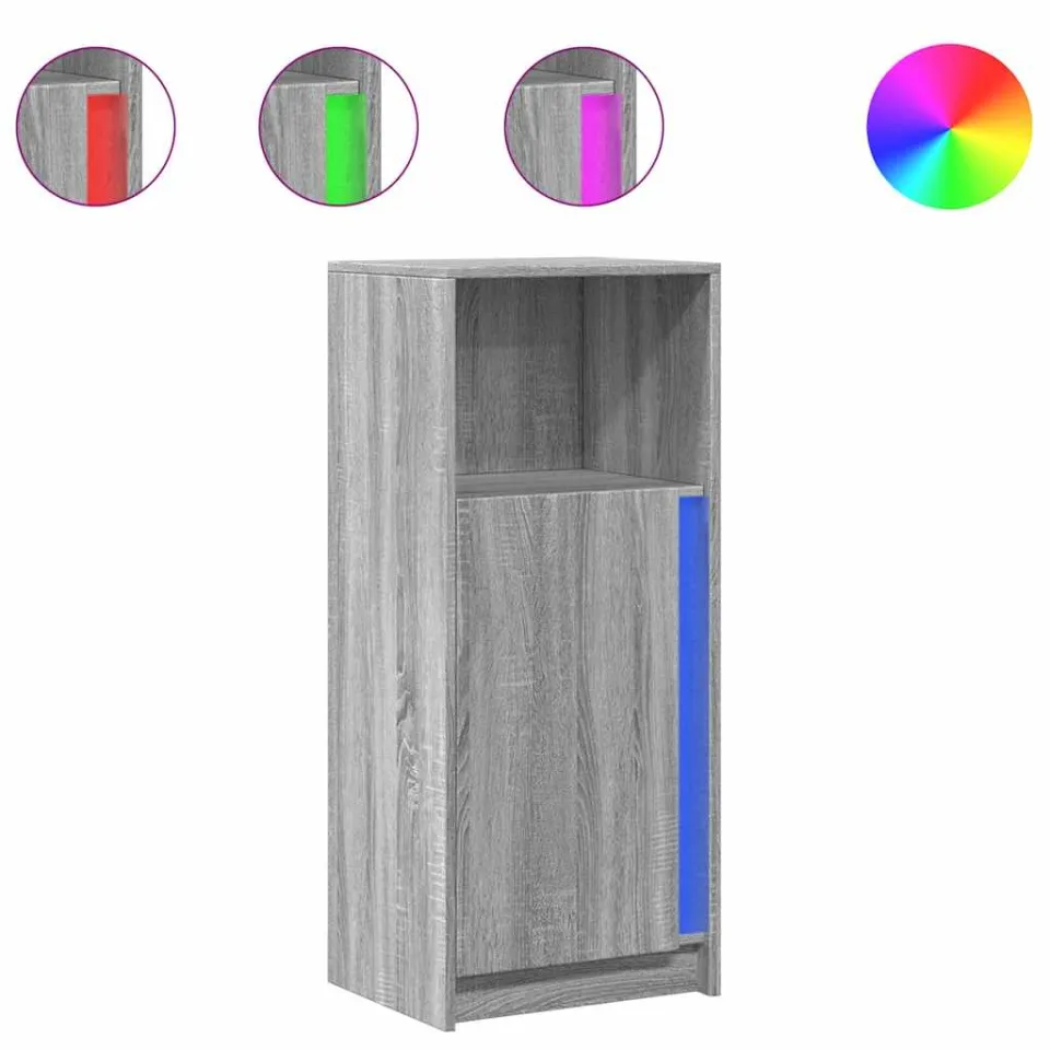 vidaXL Dressoir met LED 42,5x34x100 cm bewerkt hout grijs sonoma eiken, foto 3