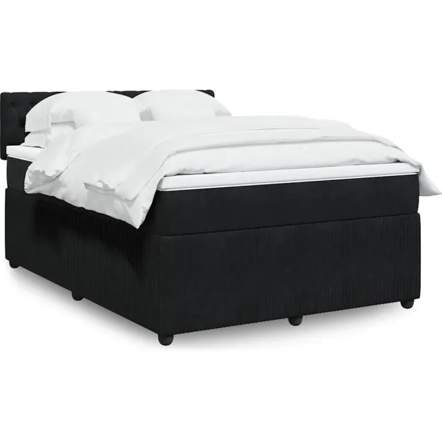 vidaXL Boxspring met matras fluweel zwart 140x190 cm