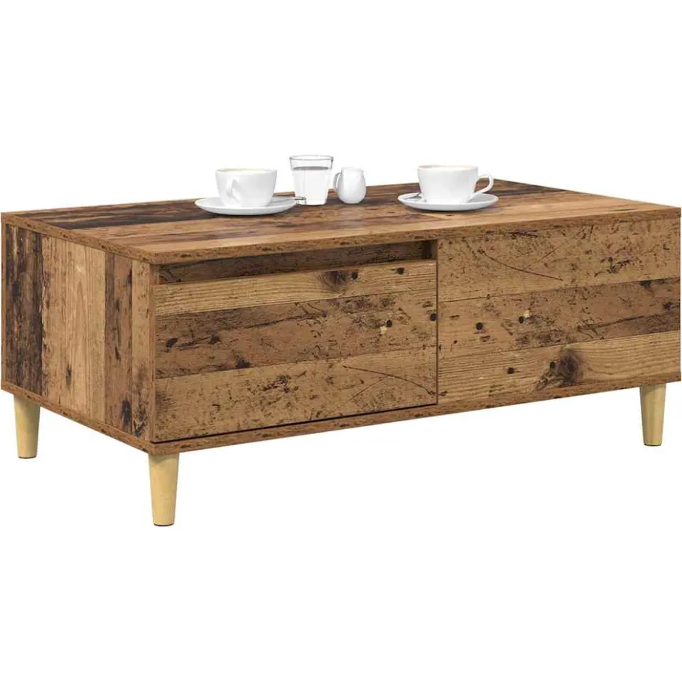 vidaXL Salontafel Oud Hout 90 x 50 x 35 cm Bewerkt hout Bruin