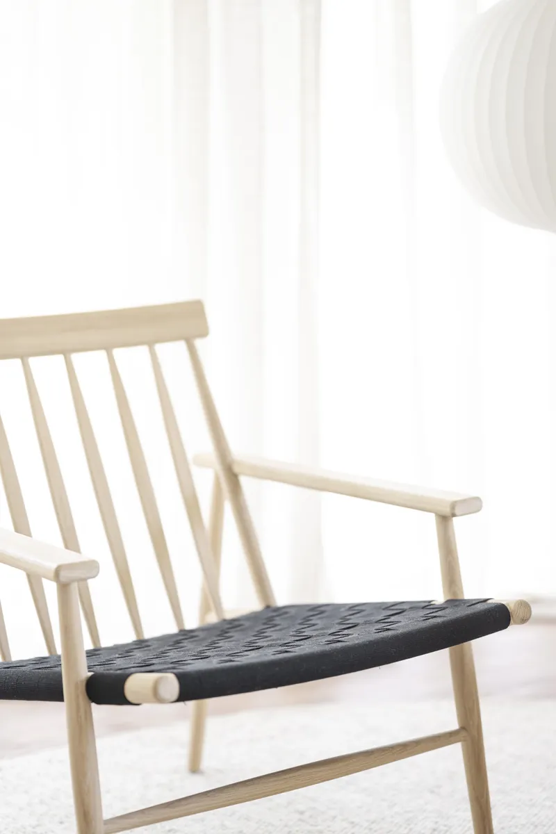 Rowico Home Canwood houten fauteuil whitewash - zwarte zitting, foto 3