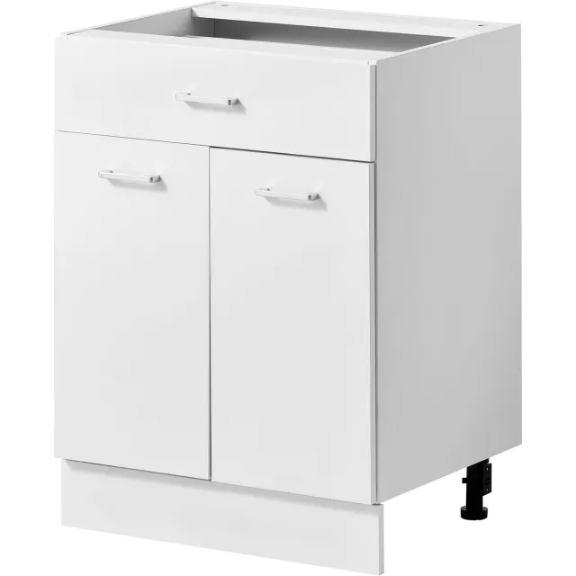 Vevor Onderkast 600x475x815 mm (BxDxH) Spaanplaat, Witte Keukenonderkast, voor Wasruimte en Badkamer, Zonder Werkblad, in Shaker-Stijl, met Verstelbare Plank, 1 Lade, 2 Deuren en Scharnieren