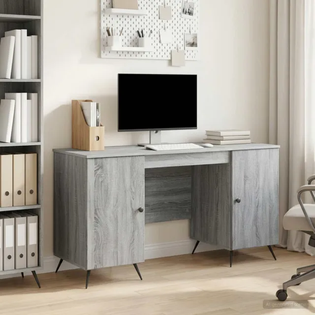 vidaXL Bureau Grijs sonoma 142,5 x 50 x 75 cm Bewerkt hout, foto 2