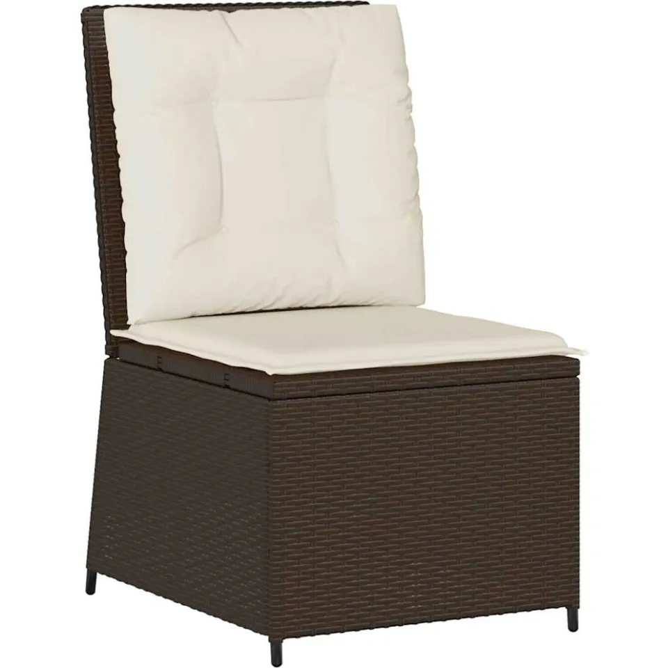 vidaXL Tuinbank Bruin en Crème Wit poly rattan