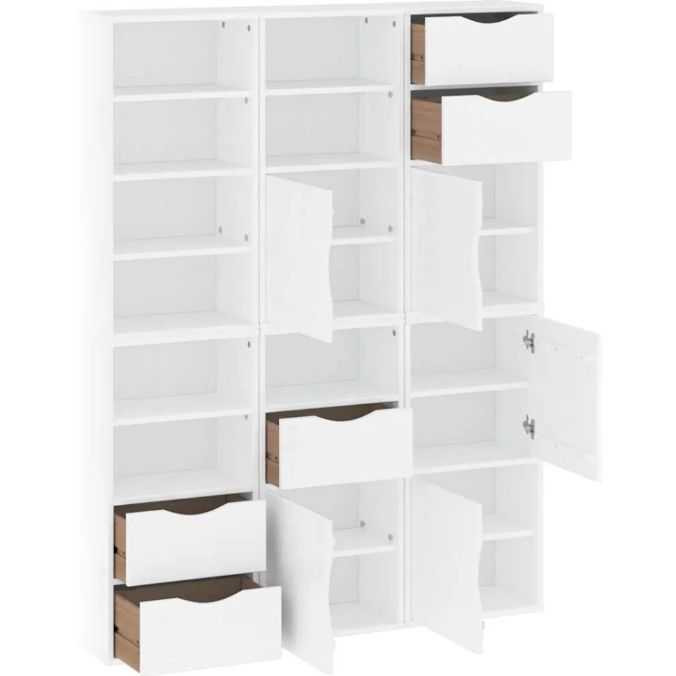 vidaXL Bijzetkasten 6 st ODDA 40x24x79 cm massief grenenhout wit wit, foto 4