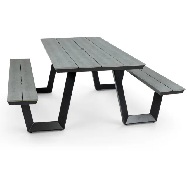 Normin Picknicktafel Coffee Bay | 6-8 personen | Grey/Black | Polywood & aluminium Black, Grey
