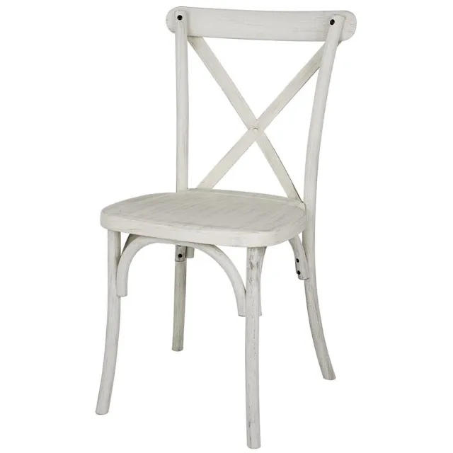 Bolero Manhattan Kruisrugleuning Resin Stoelen Limewash (Verpakking Van 4) Wit