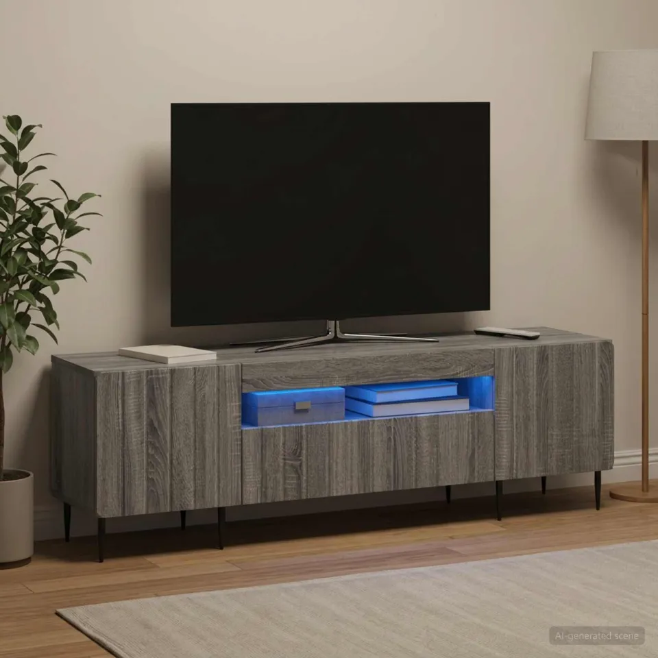 vidaXL LED tv-meubel ZWOLLE 153 x 35 x 43 cm Grijs Sonoma Bewerkt hout, foto 4
