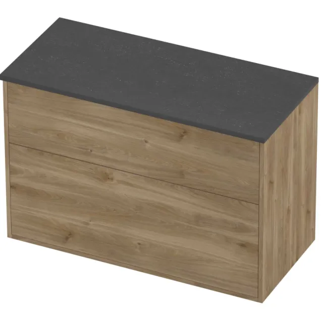 Proline Deck Badmeubelset Hardsteen Voor Grepen Asymmetrisch 100x46x67 cm Blue Stone Cider Oak Eiken