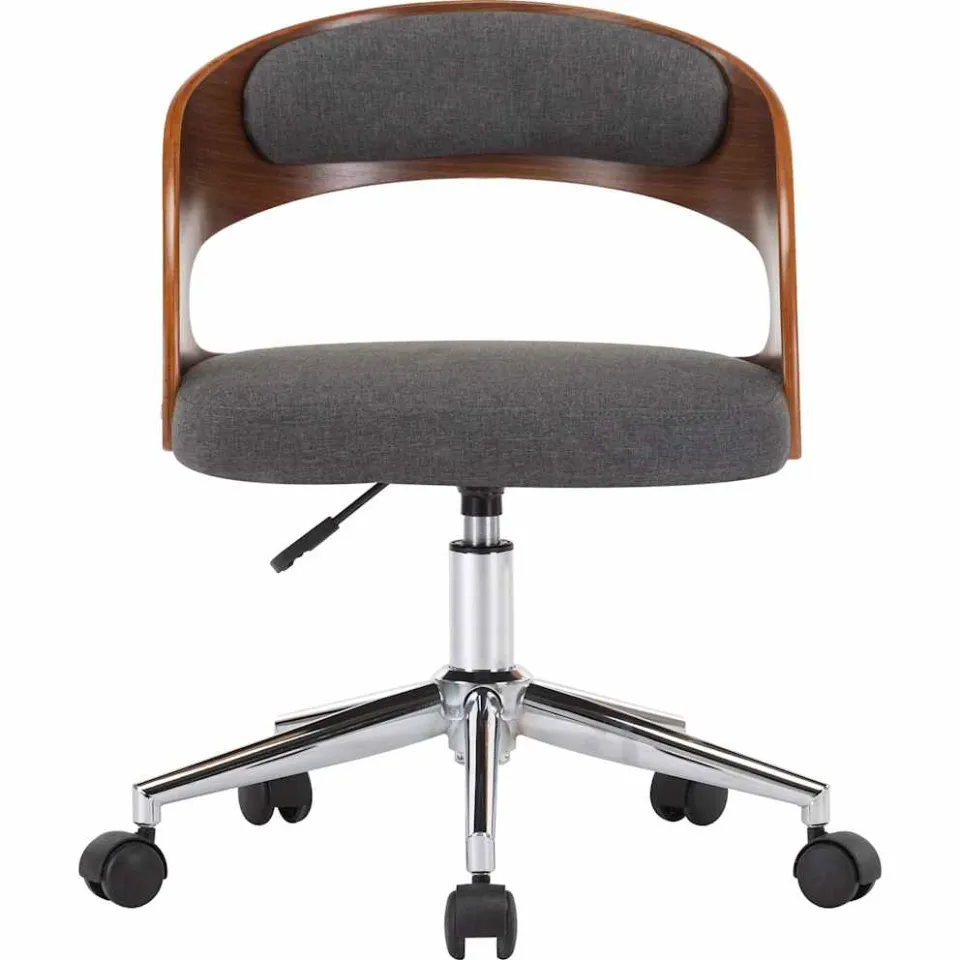 vidaXL Eetkamerstoelen 4 st draaibaar gebogen hout en stof grijs