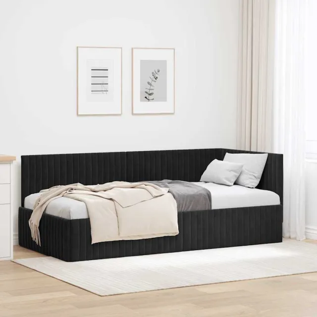 vidaXL Hoekbedframe Zwart 90 x 200 cm fluweel