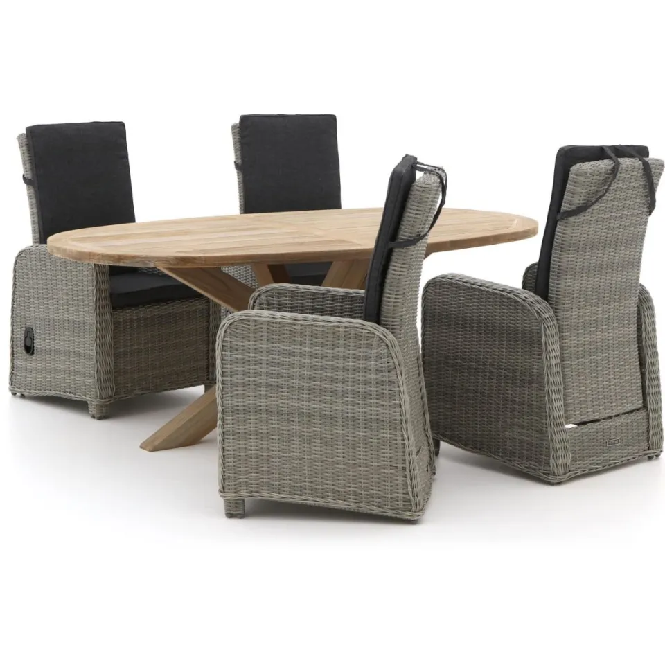 Intenso Furniture Intenso Umbria/ROUGH-Y Ellips 200cm dining tuinset 5-delig verstelbaar grijs, foto 5