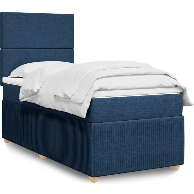 vidaXL Boxspring met matras stof blauw 100x200 cm