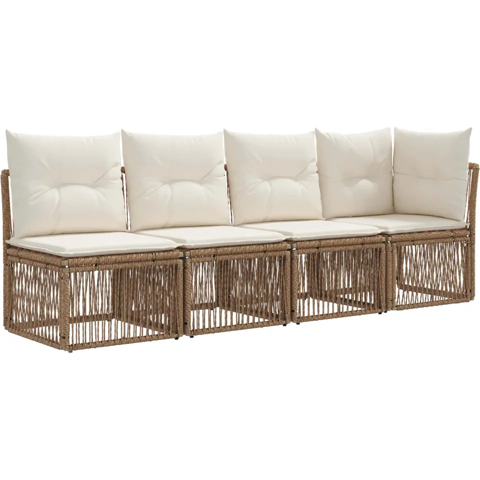 vidaXL Tuinbankenset 6 st 6-zits Beige poly rattan