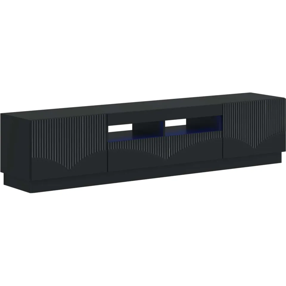 vidaXL LED tv-meubel HOORN 3 st Zwart Bewerkt hout
