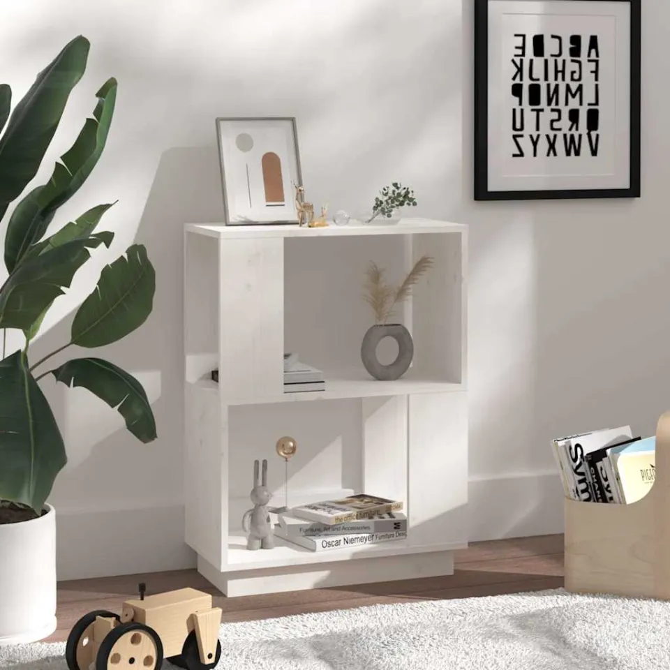 vidaXL Boekenkast/kamerscherm 51x25x70 cm massief grenenhout wit, foto 2