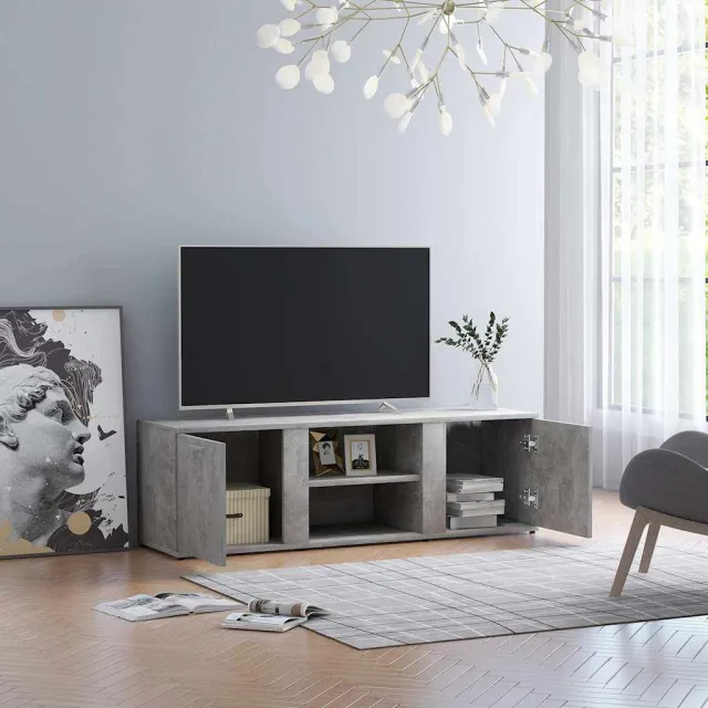vidaXL Tv-meubel 120x34x37 cm bewerkt hout betongrijs grijs, foto 2