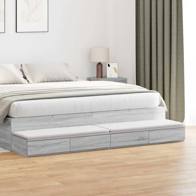 vidaXL Bedlades Grijs Sonoma 180 x 36,5 x 16,5 cm Bewerkt hout, foto 2