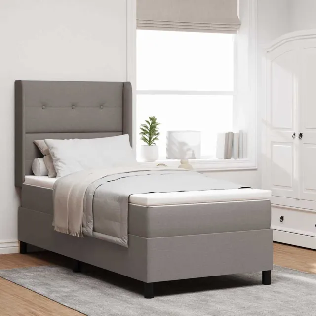 vidaXL LED Box Spring Bed met kussen Taupe 80 x 200 cm Stof