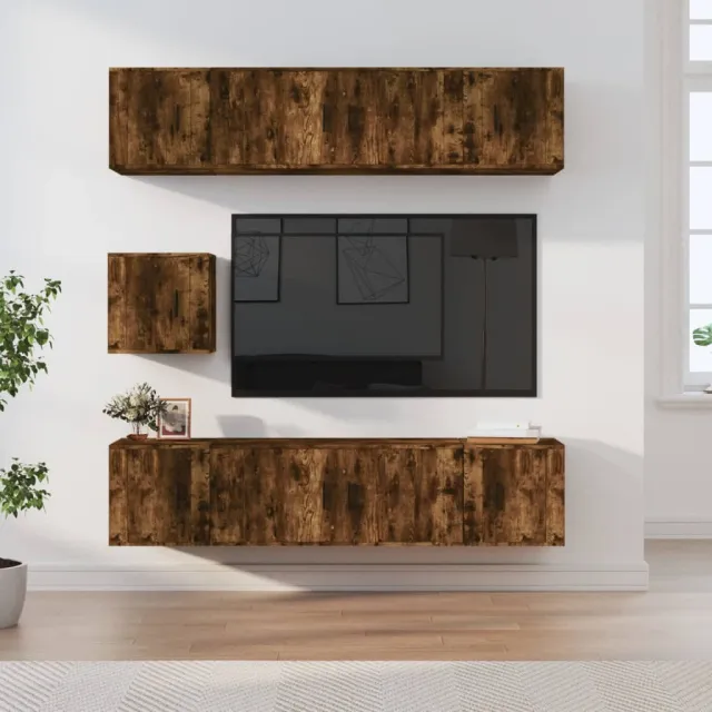 vidaXL 7-delige Tv-meubelset bewerkt hout gerookt eikenkleurig