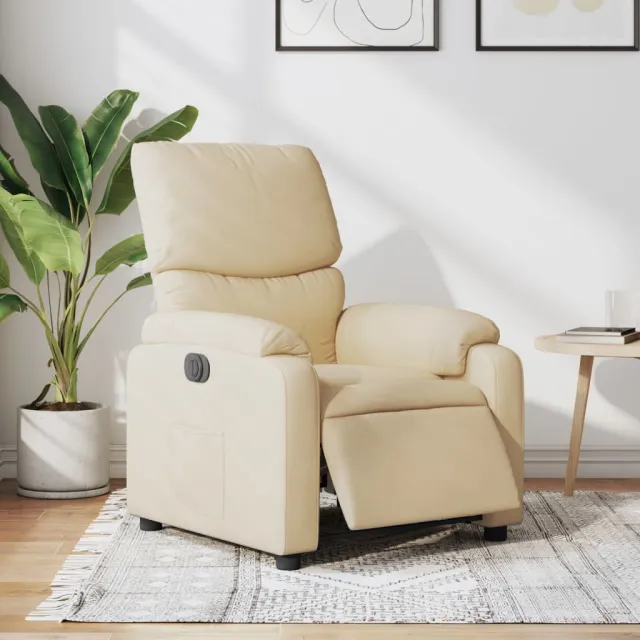 vidaXL Fauteuil verstelbaar elektrisch stof crèmekleurig