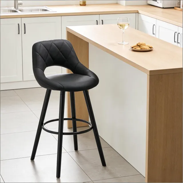 STILVORA Barkruk 68 Cm - Ergonomische Zitting Met Rugleuning - Voor Keuken En Bar - Hout En Stof - Antraciet
