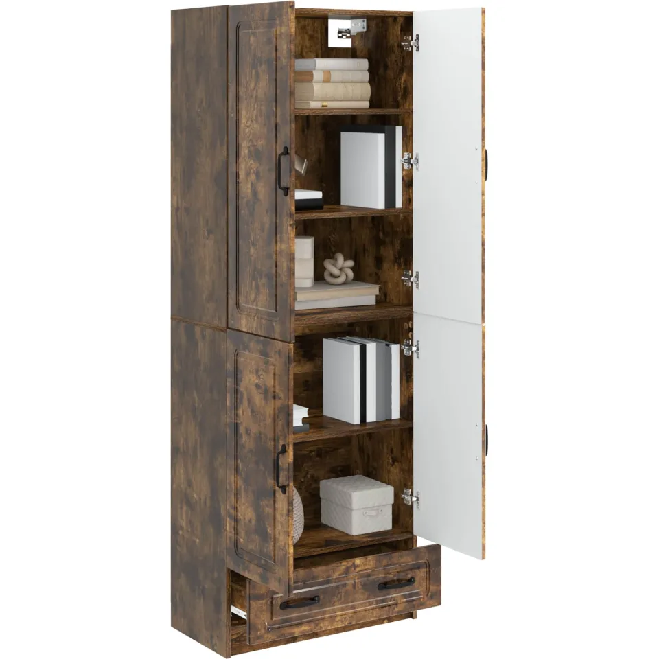 vidaXL Kastenset 2 st Gerookt eiken 66 x 34,5 x 92 cm Bewerkt hout Bruin
